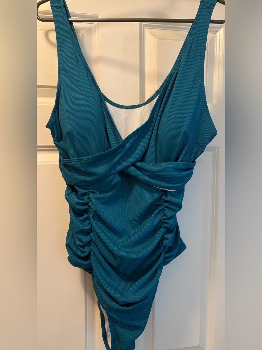 SHEIN Swimwear One Piece Teal Cross Front Size 3XL